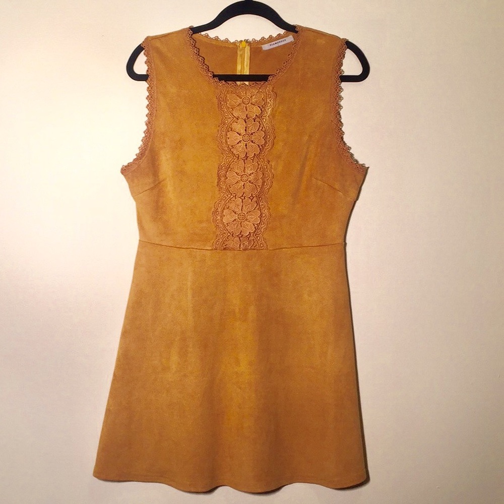 Faux Suede Apricot Orange Yellow Stretchy Dress